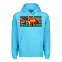 Ocean Blue texas and map with longhorn serape gemstone licanse plate Premium Hoodie - Artiststas