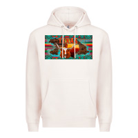 Pale Pink texas and map with longhorn serape gemstone licanse plate Premium Hoodie - Artiststas