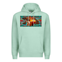 Seafoam texas and map with longhorn serape gemstone licanse plate Premium Hoodie - Artiststas