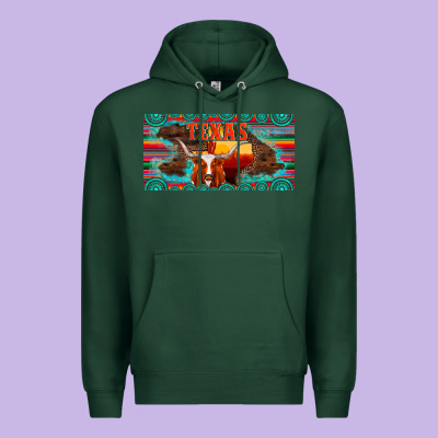 Texas And Map With Longhorn Serape Gemstone Licanse Plate Premium Hoodie Designed By Artiststas
