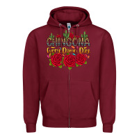 Burgundy Chingona every damn day Zipper Hoodie - RanaPortraitStore