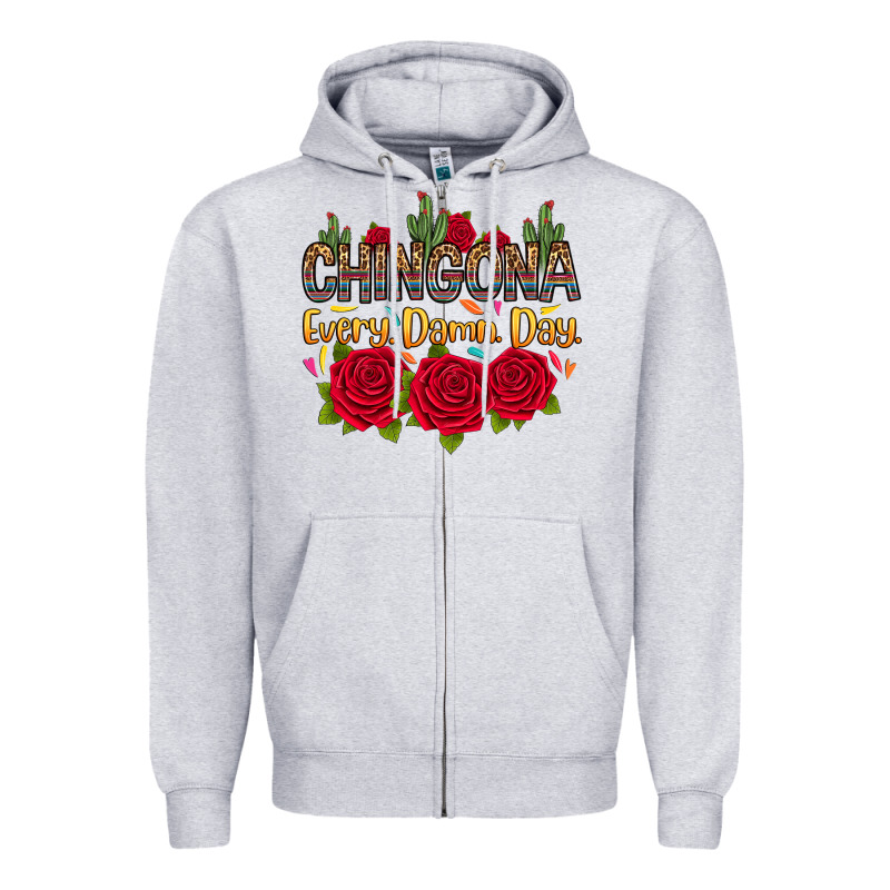 Chingona Every Damn Day Zipper Hoodie by RanaPortraitStore | Teevron