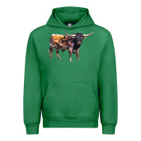 Emerald Texas Longhorn Bull Urban Hoodie - LillyAllenDesigns