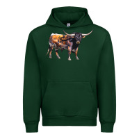 Forest Green Texas Longhorn Bull Urban Hoodie - LillyAllenDesigns
