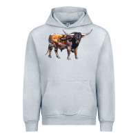 Heather Grey Texas Longhorn Bull Urban Hoodie - LillyAllenDesigns