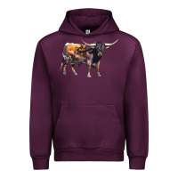Mauve Wine Texas Longhorn Bull Urban Hoodie - LillyAllenDesigns