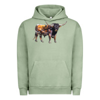 Pigment Oil Green Texas Longhorn Bull Urban Hoodie - LillyAllenDesigns