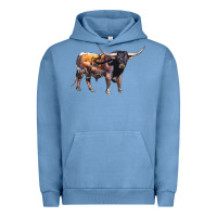 Pigment Pebble Blue Texas Longhorn Bull Urban Hoodie - LillyAllenDesigns