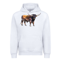 White Texas Longhorn Bull Urban Hoodie - LillyAllenDesigns