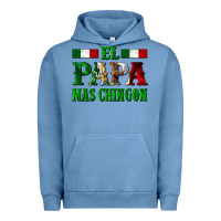 Pigment Pebble Blue El Papa Mas Chingon Mexican Urban Hoodie - LillyAllenDesigns