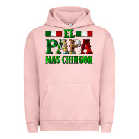 Pigment Salmon El Papa Mas Chingon Mexican Urban Hoodie - LillyAllenDesigns