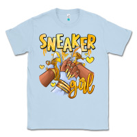 Dusty Blue yellow sneaker girl afro woman Classic Tee - RanaPortraitStore