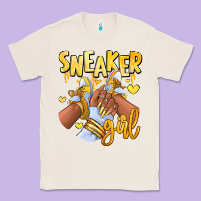 Classic Tee yellow sneaker girl afro woman
