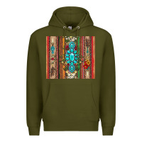 Army Green gemstone flowers arrow with leopards and serape Premium Hoodie - Artiststas