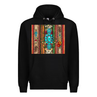 Black gemstone flowers arrow with leopards and serape Premium Hoodie - Artiststas