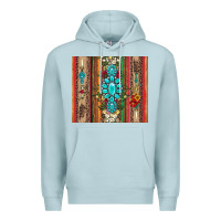 Blue Mist gemstone flowers arrow with leopards and serape Premium Hoodie - Artiststas