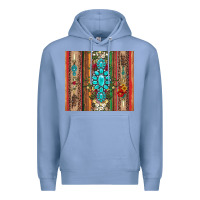 Colony Blue gemstone flowers arrow with leopards and serape Premium Hoodie - Artiststas