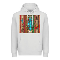 Dove Grey gemstone flowers arrow with leopards and serape Premium Hoodie - Artiststas