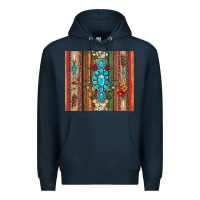 Navy gemstone flowers arrow with leopards and serape Premium Hoodie - Artiststas