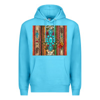 Ocean Blue gemstone flowers arrow with leopards and serape Premium Hoodie - Artiststas
