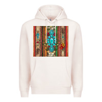 Pale Pink gemstone flowers arrow with leopards and serape Premium Hoodie - Artiststas