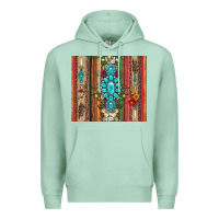 Seafoam gemstone flowers arrow with leopards and serape Premium Hoodie - Artiststas