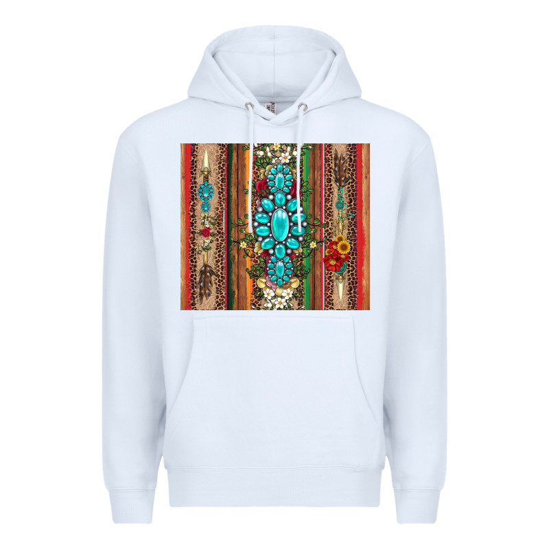 Gemstone Flowers Arrow With Leopards And Serape Premium Hoodie by Artiststas | Teevron