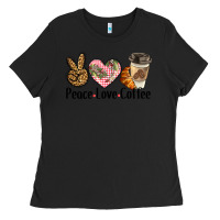 Black peace love coffee Ladies Tee - BarkalooDesign