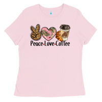 Bubblegum Pink peace love coffee Ladies Tee - BarkalooDesign