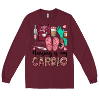 Burgundy nursing is my cardio Long Sleeve Tee - BarkalooDesign