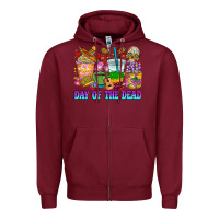 Burgundy Day of the dead coffee cups Zipper Hoodie - RanaPortraitStore