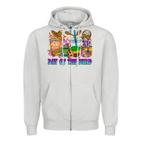 Dove Grey Day of the dead coffee cups Zipper Hoodie - RanaPortraitStore