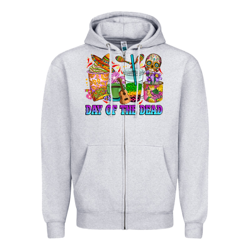 Day Of The Dead Coffee Cups Zipper Hoodie by RanaPortraitStore | Teevron