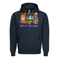 Navy Day of the dead coffee cups Zipper Hoodie - RanaPortraitStore