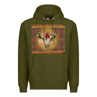 Army Green bull skull flowers glitter and leopard Premium Hoodie - Artiststas