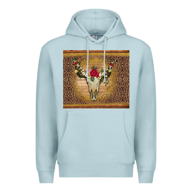 Bull Skull Flowers Glitter And Leopard Premium Hoodie by Artiststas | Teevron