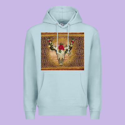 Bull Skull Flowers Glitter And Leopard Premium Hoodie Designed By Artiststas