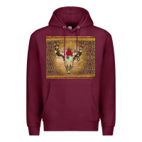 Burgundy bull skull flowers glitter and leopard Premium Hoodie - Artiststas