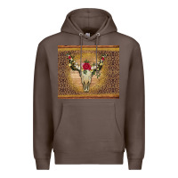 Coffee bull skull flowers glitter and leopard Premium Hoodie - Artiststas