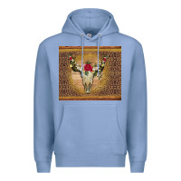 Colony Blue bull skull flowers glitter and leopard Premium Hoodie - Artiststas