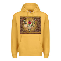 Mustard bull skull flowers glitter and leopard Premium Hoodie - Artiststas