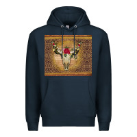 Navy bull skull flowers glitter and leopard Premium Hoodie - Artiststas