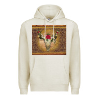 Oatmeal Heather bull skull flowers glitter and leopard Premium Hoodie - Artiststas