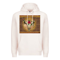 Pale Pink bull skull flowers glitter and leopard Premium Hoodie - Artiststas