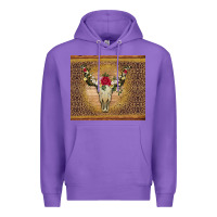 Purple bull skull flowers glitter and leopard Premium Hoodie - Artiststas