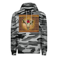 Slate Camo bull skull flowers glitter and leopard Premium Hoodie - Artiststas