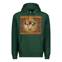Sports Green bull skull flowers glitter and leopard Premium Hoodie - Artiststas