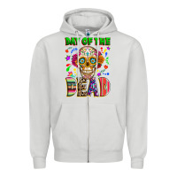 Dove Grey Day of the dead Zipper Hoodie - RanaPortraitStore