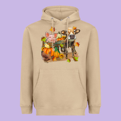 Fall Farm Animals Heavyweight Hoodie Designed By Zillion Design Studio