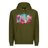 Army Green breast cancer  coffee cups Premium Hoodie - AdoDesignShop